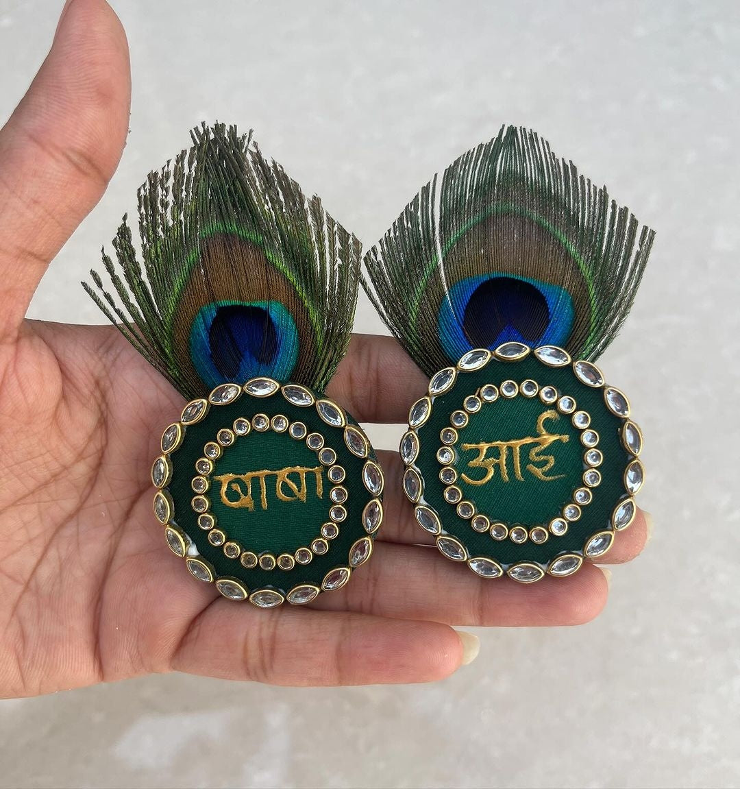 Mom dad kundan brooches