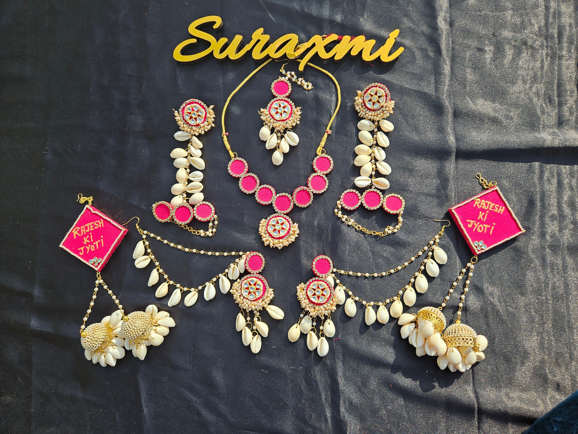 Pink kundan jewellery