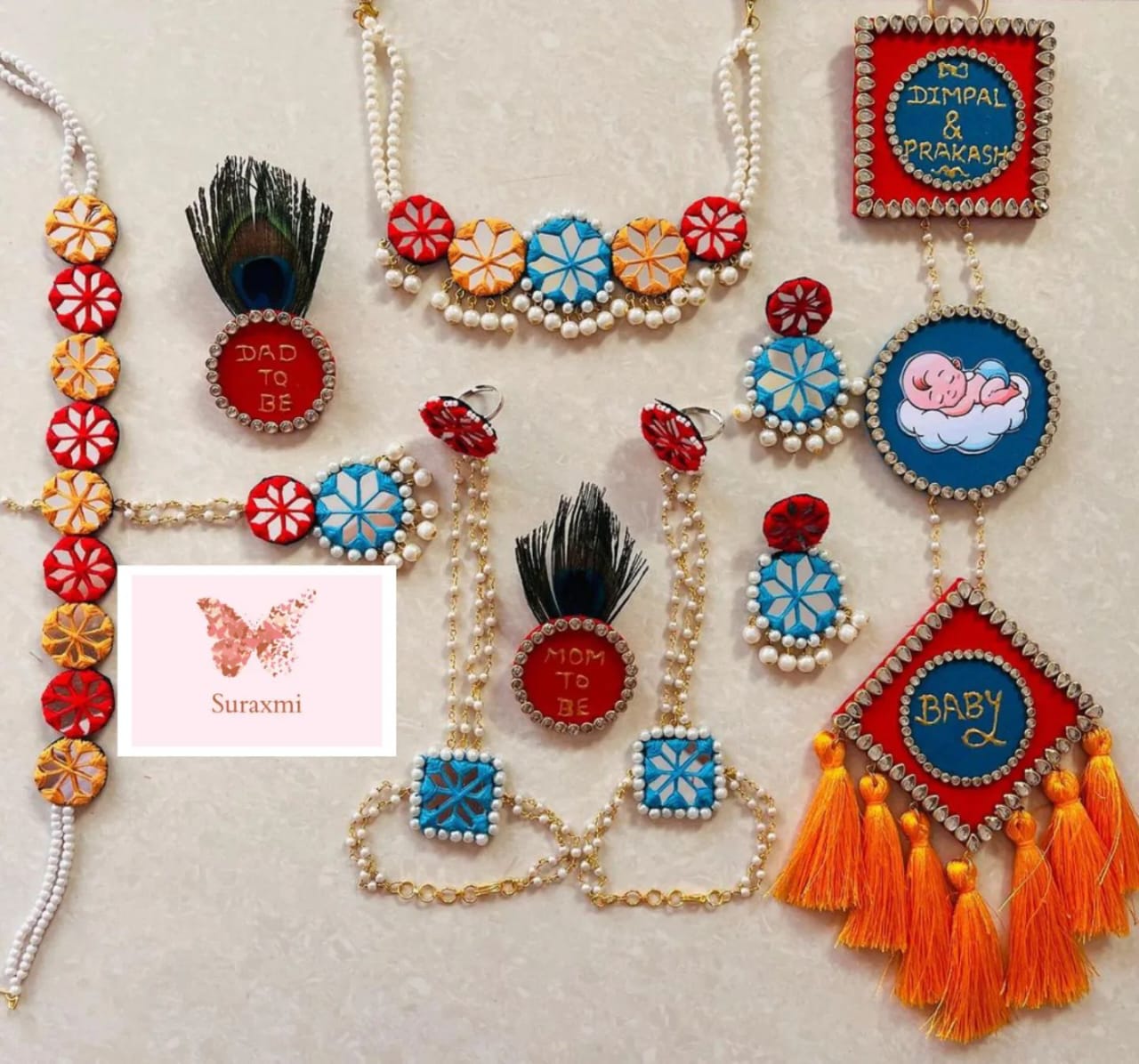 Mirror baby shower jewellery