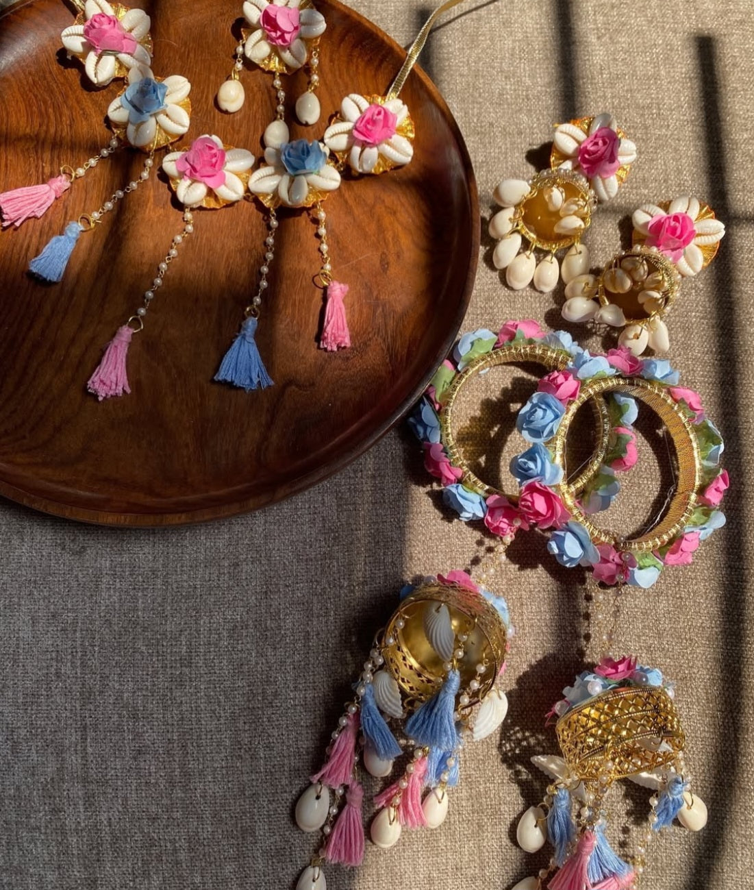 Floral with shell jewellery