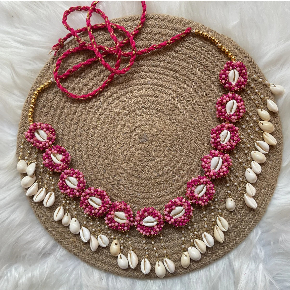 Pink babypink beads waist belt