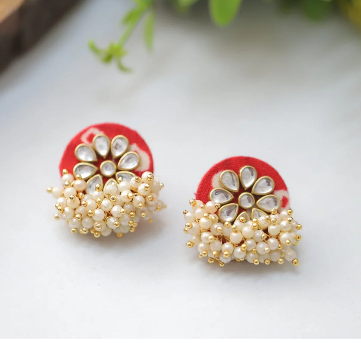 Red bhandej earrings
