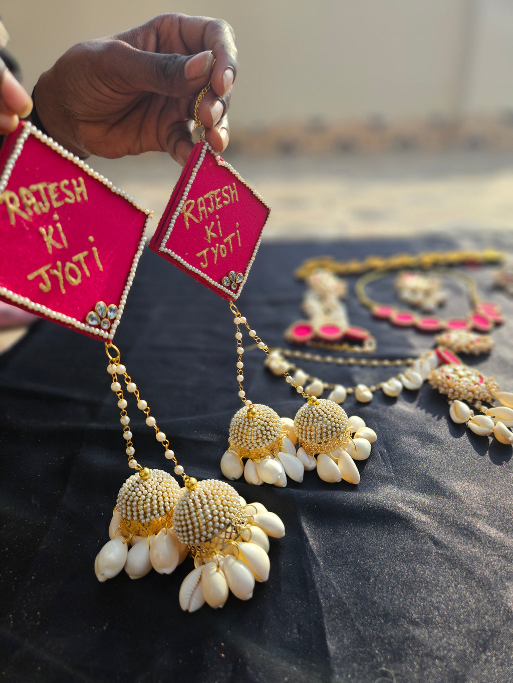 Pink kundan jewellery