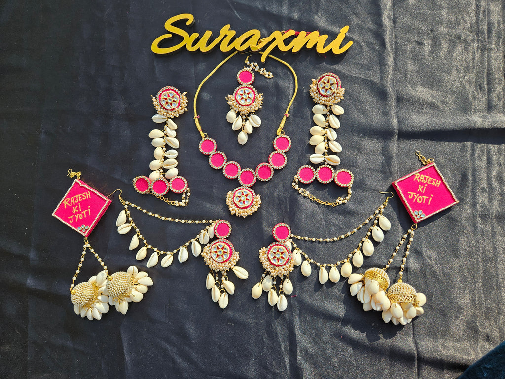 Pink kundan jewellery