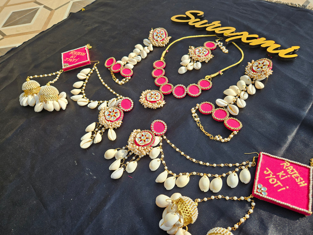Pink kundan jewellery
