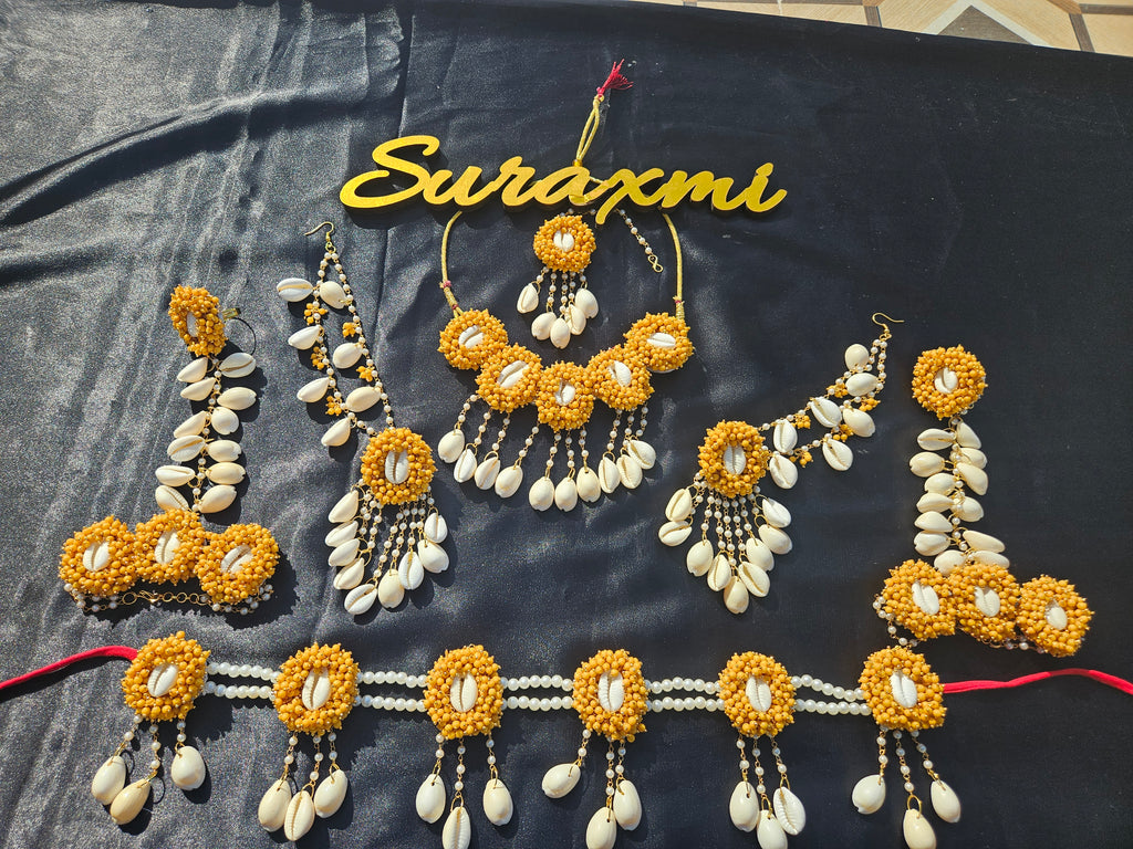 Mustard beads shell jewellery