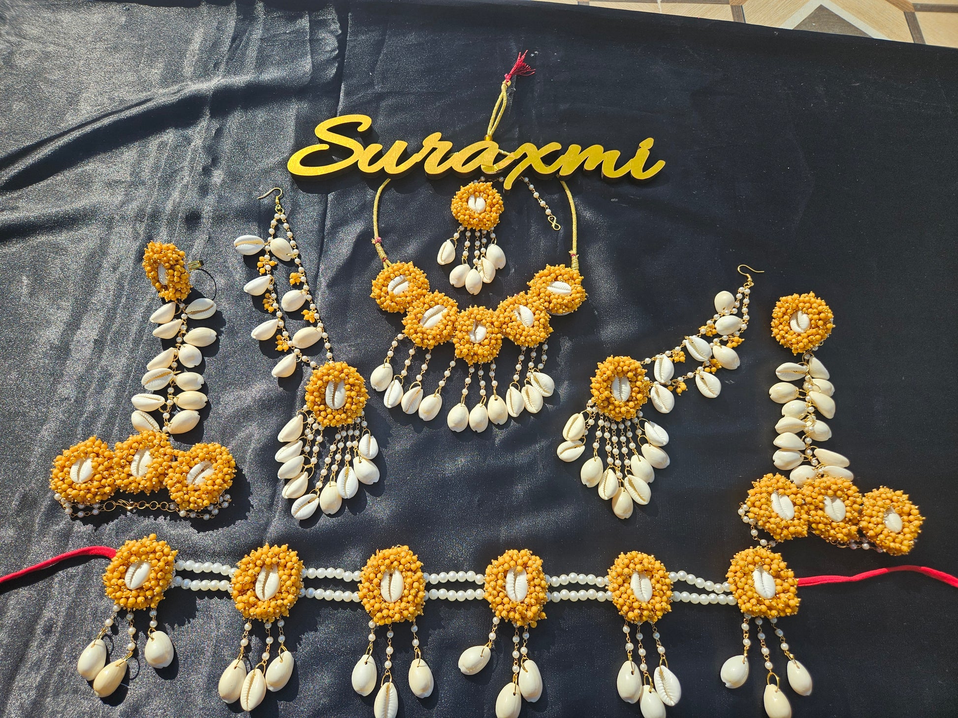 Mustard beads shell jewellery