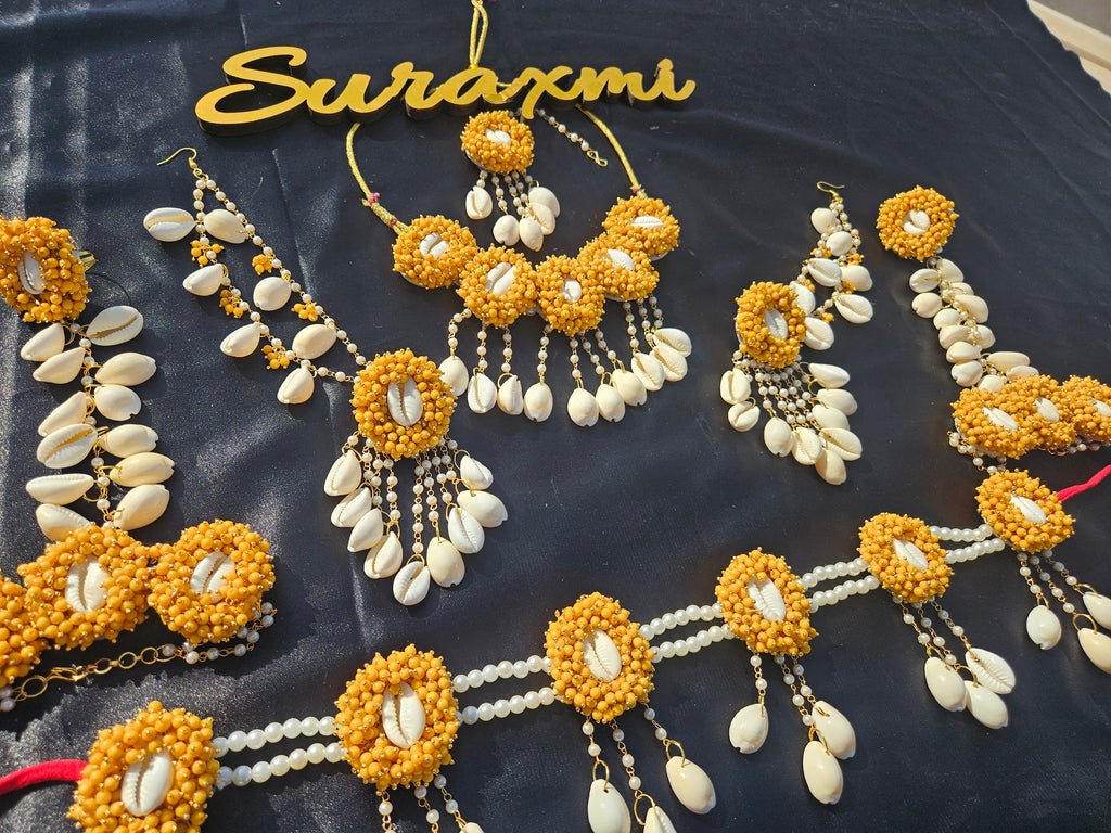 Mustard beads shell jewellery