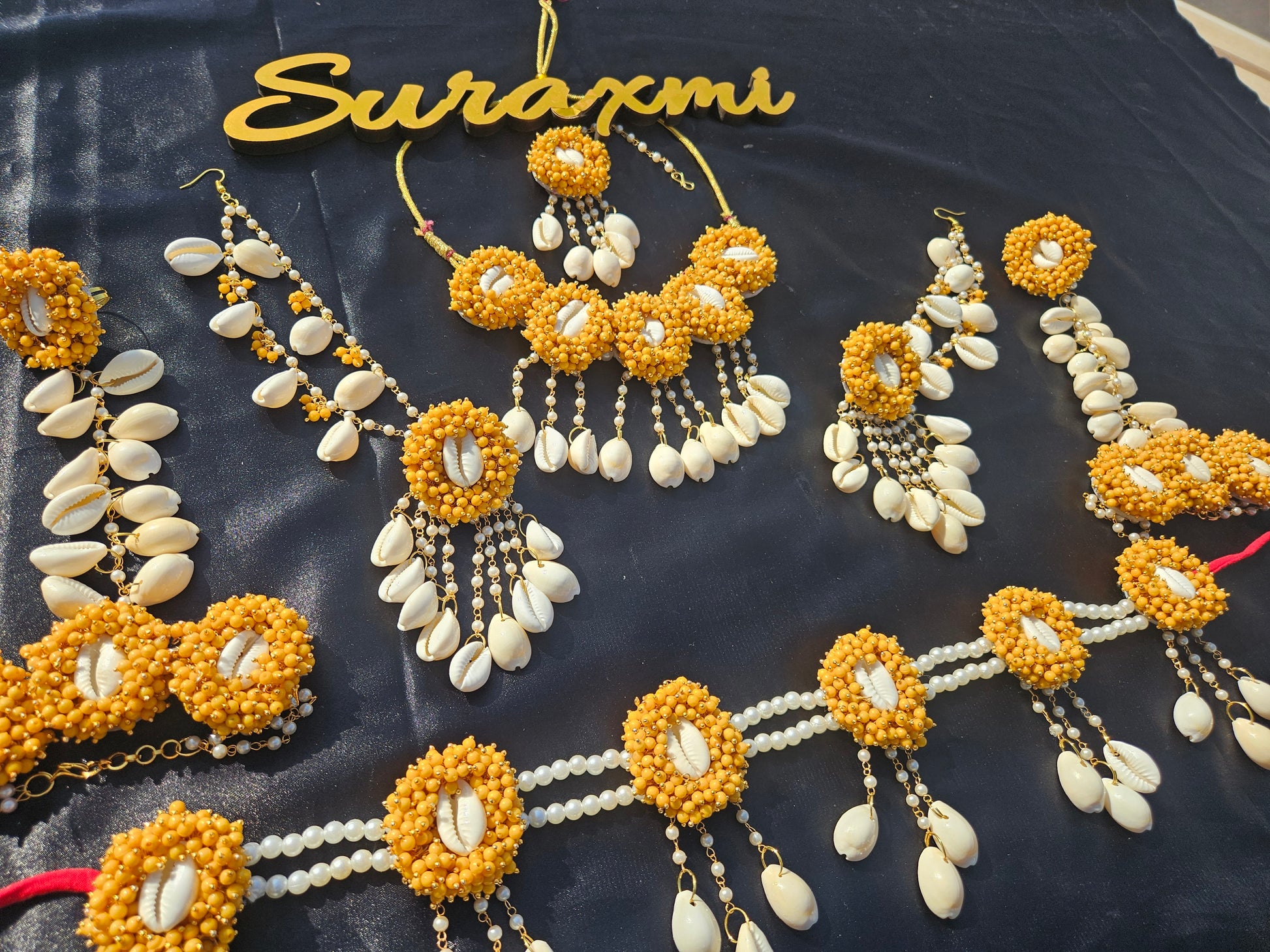 Mustard beads shell jewellery