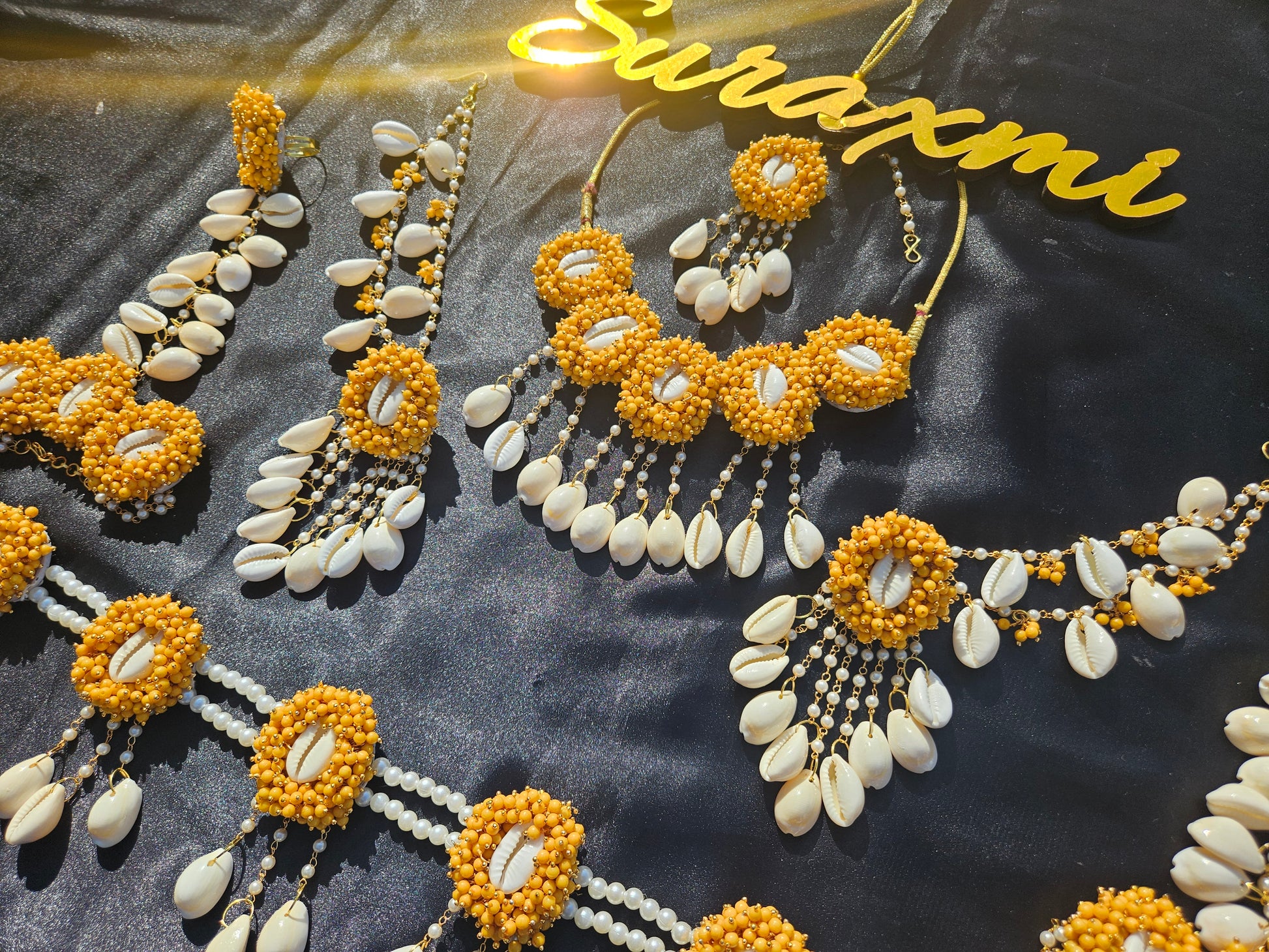 Mustard beads shell jewellery