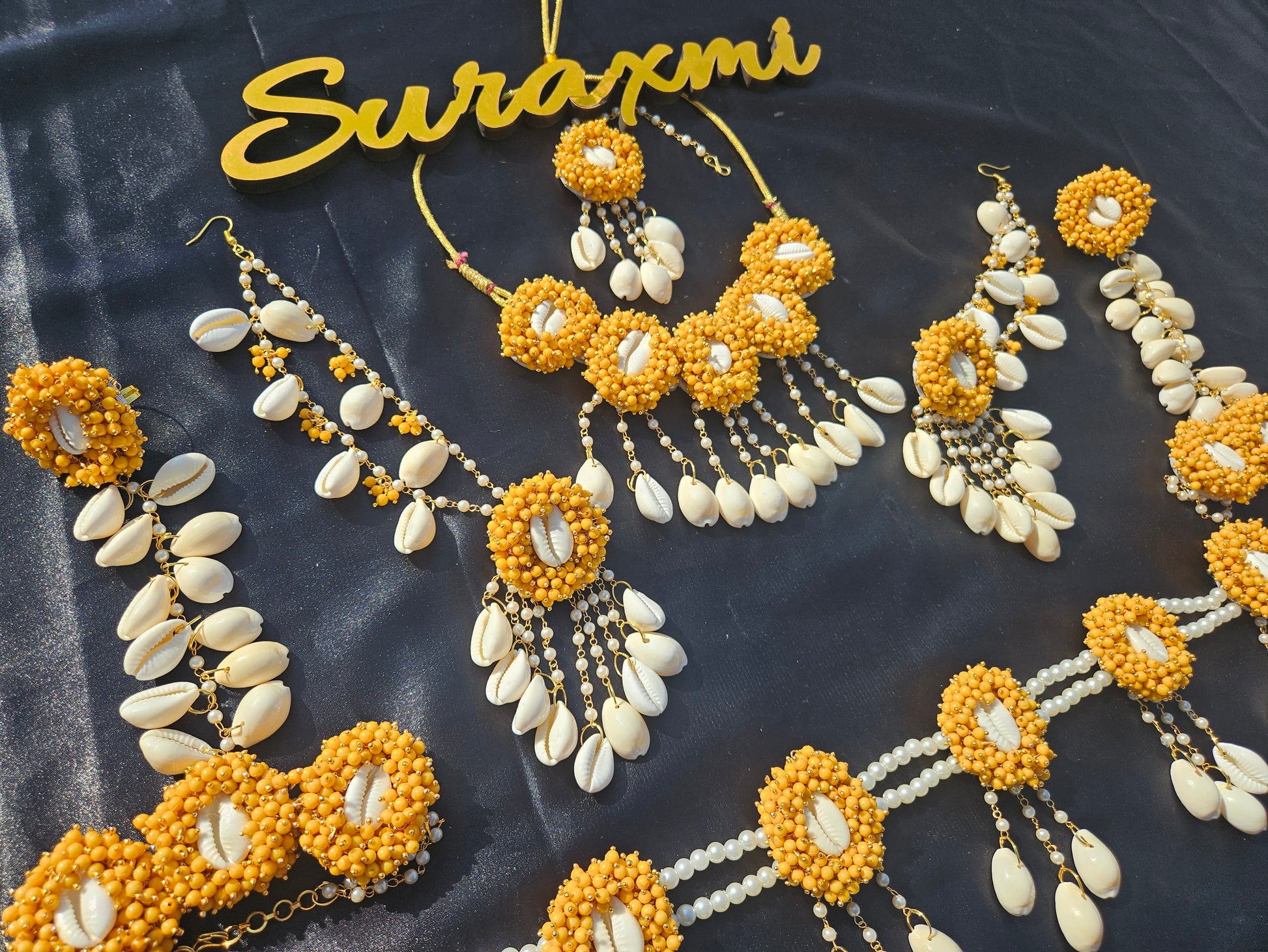 Mustard beads shell jewellery