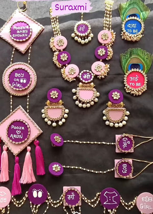 Purple baby pink babyshower jewellery
