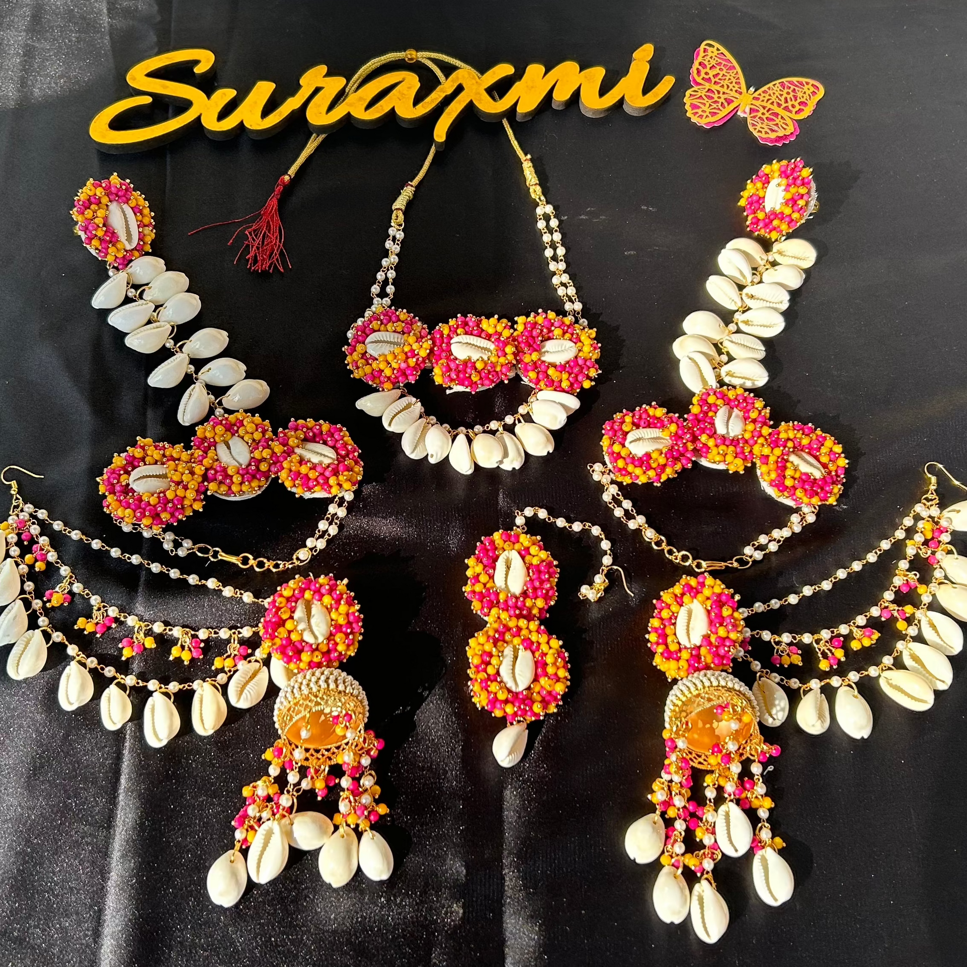 Pink mustard shell jewellery