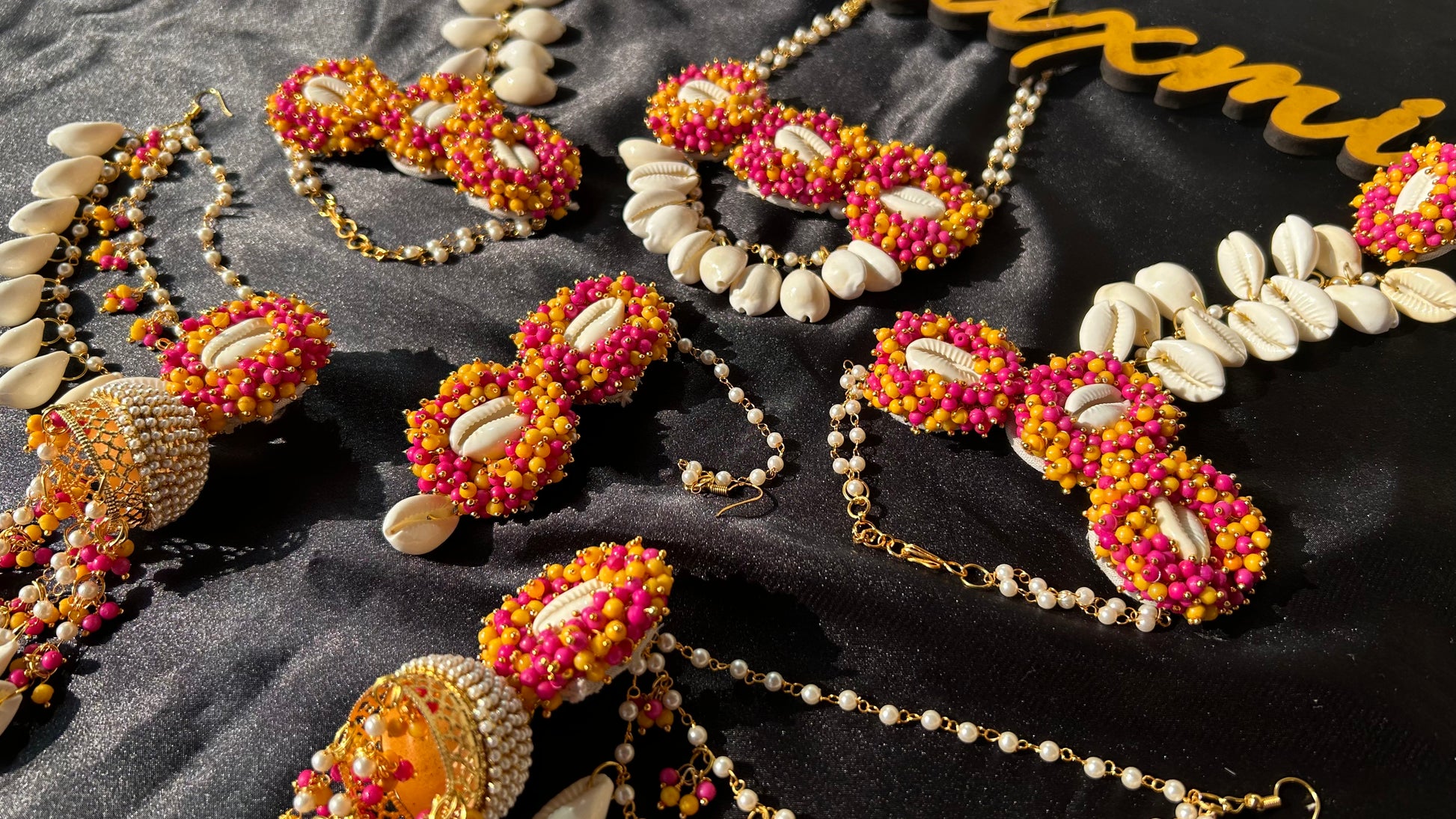 Pink mustard shell jewellery