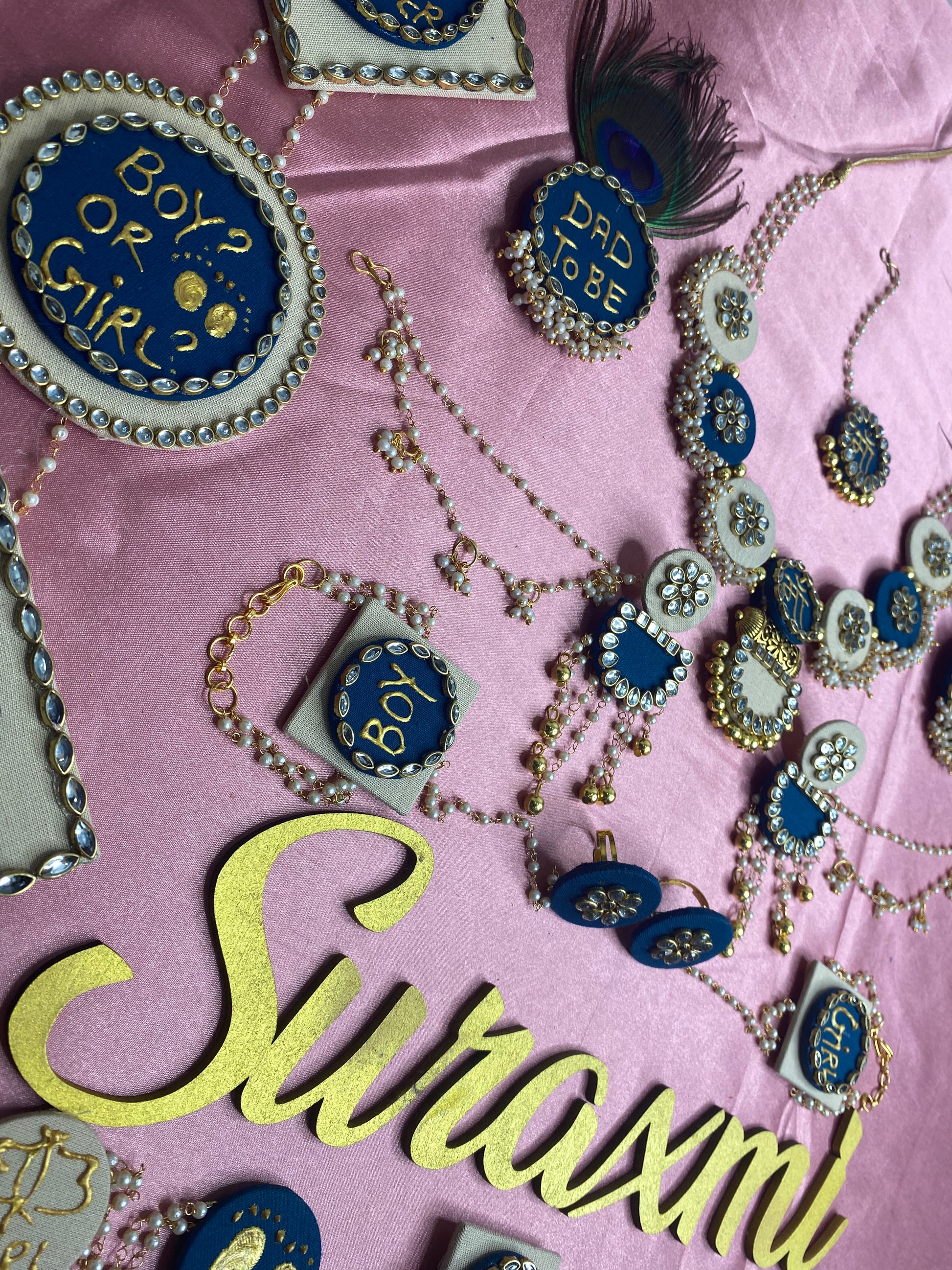 Blue white Babyshower jewellery