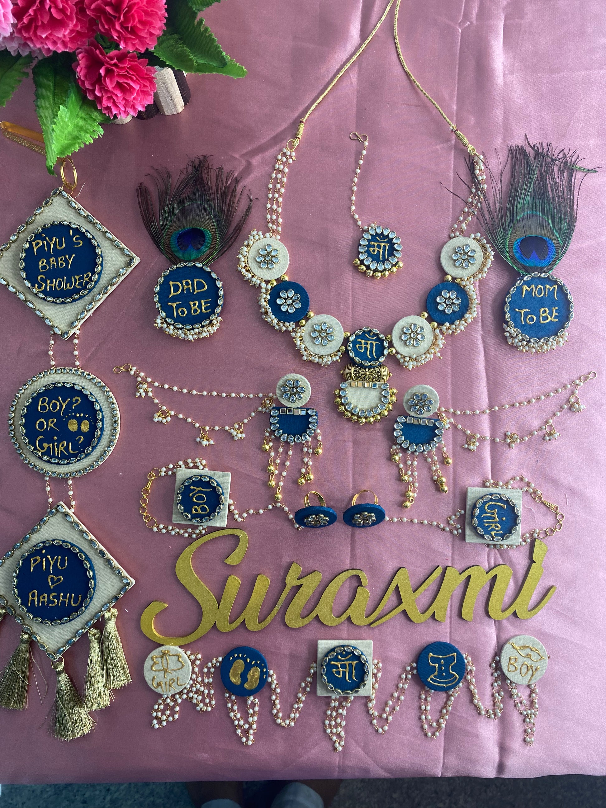 Blue white Babyshower jewellery