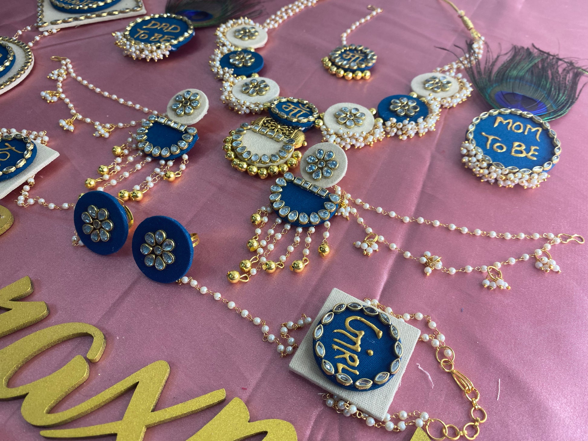 Blue white Babyshower jewellery