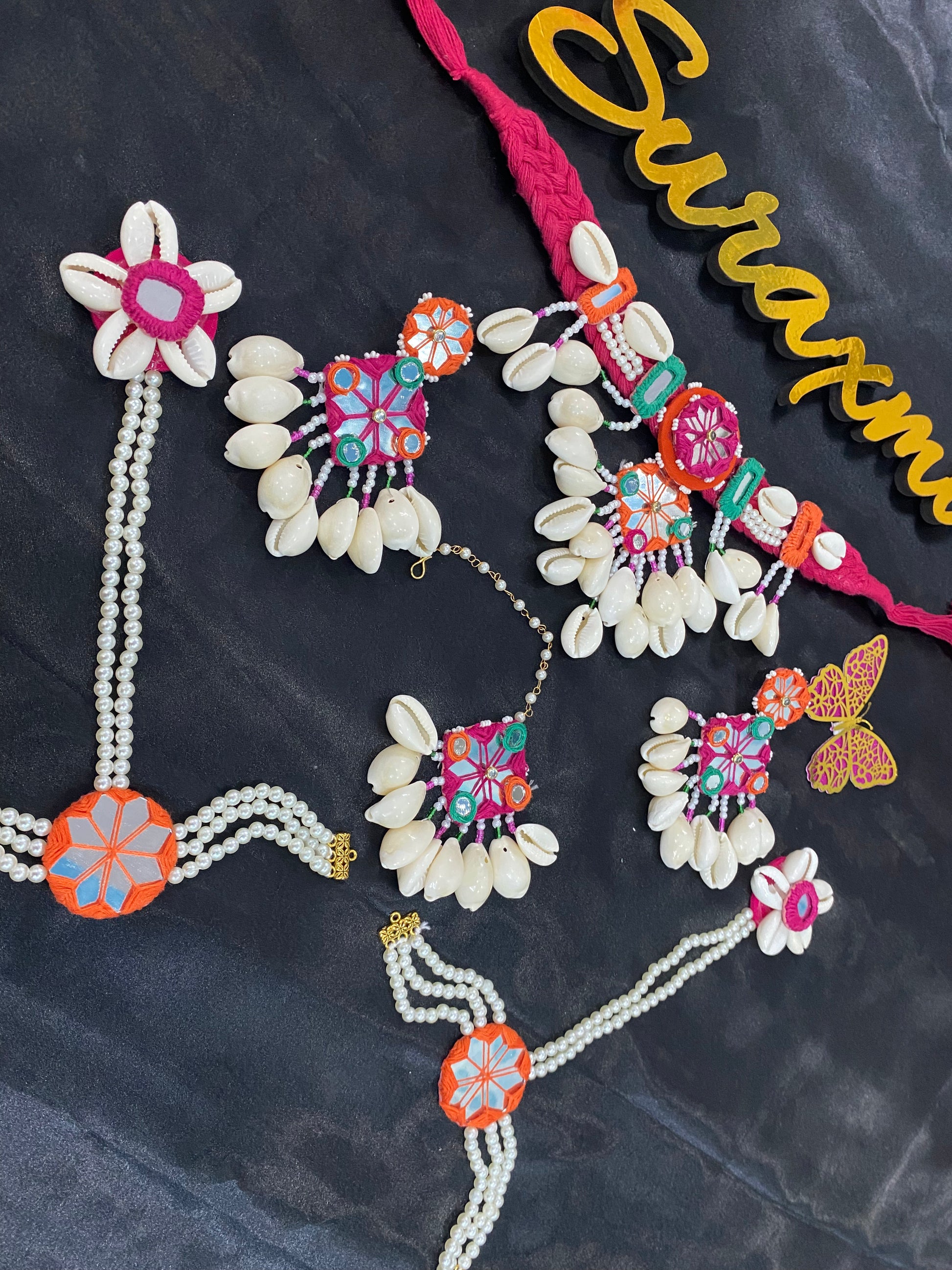 Multicolor mirror shell jewellery