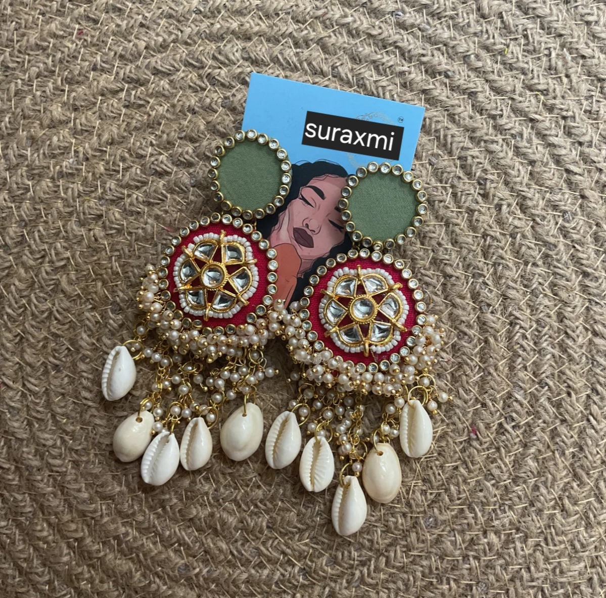 Shell kundan earrings