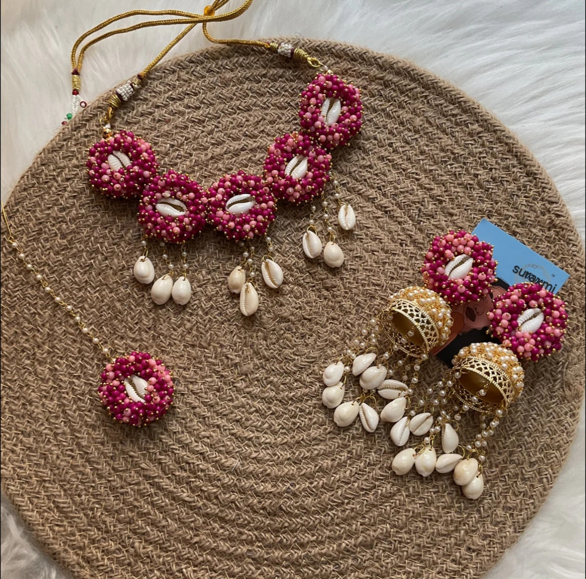 Pink baby pink shell jewellery