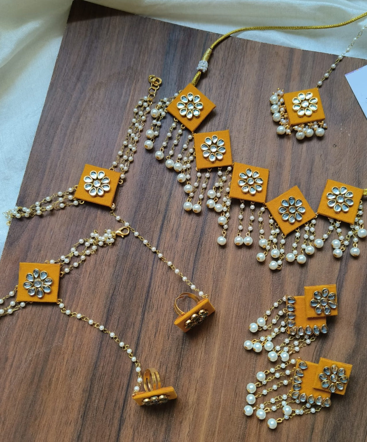 Yellow Handmade Jewellery Necklace Set for Haldi