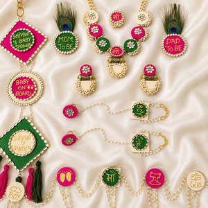 Pink,green ,off white combination