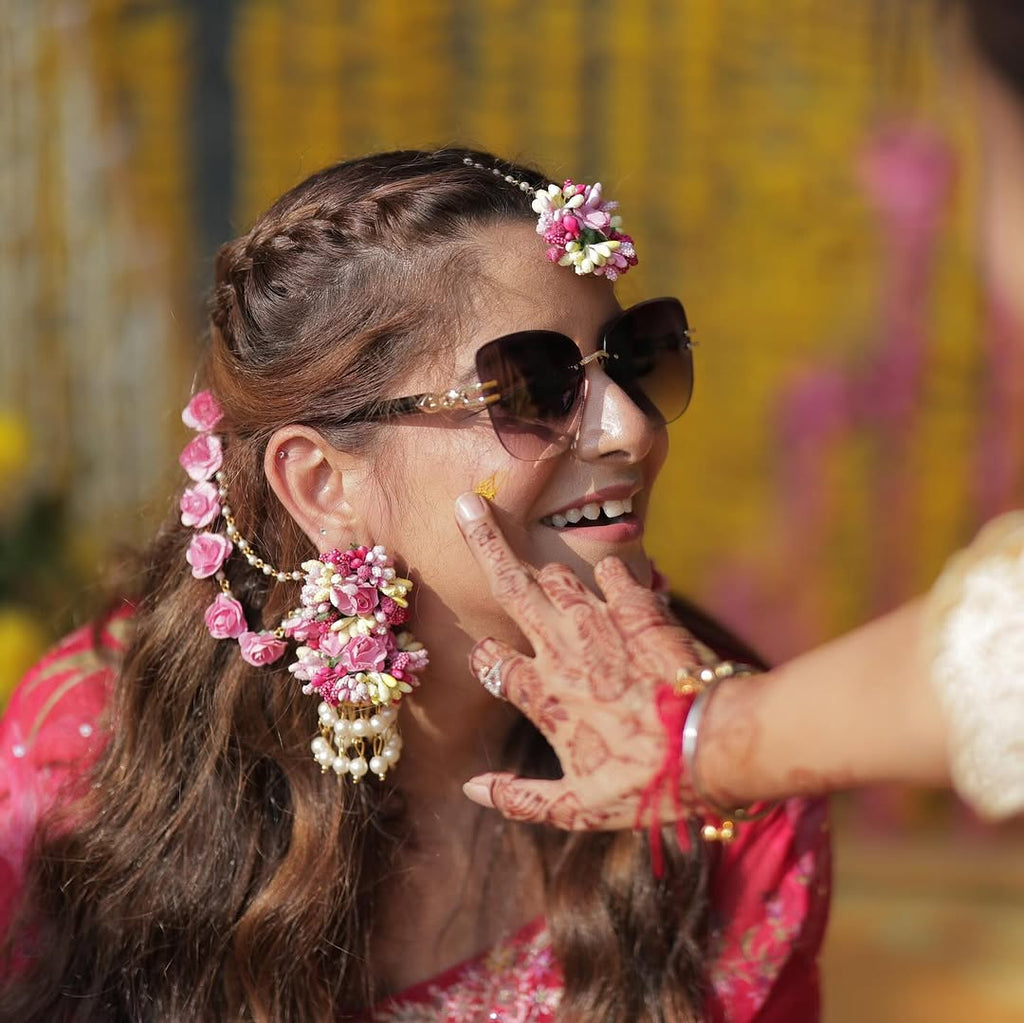 Pink yellow floral jewellery